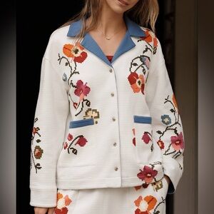 Anthropologie Lyrebird Quilted Floral Pajama Top size XS NWT